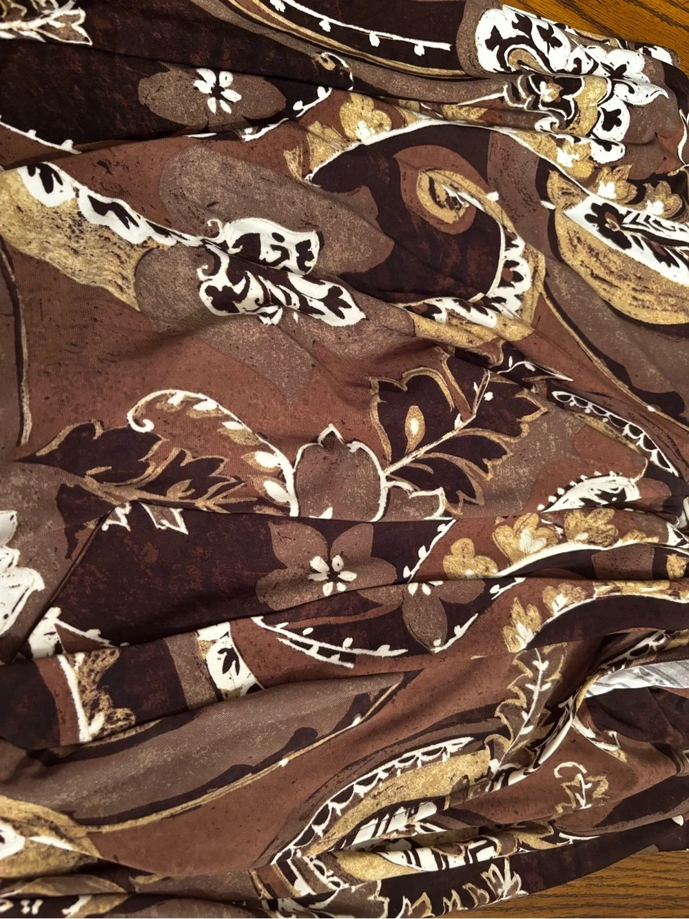 Ralph Lauren Brown Paisley Tie-Waist Midi Dress size 14 NWT - Picture 3 of 7